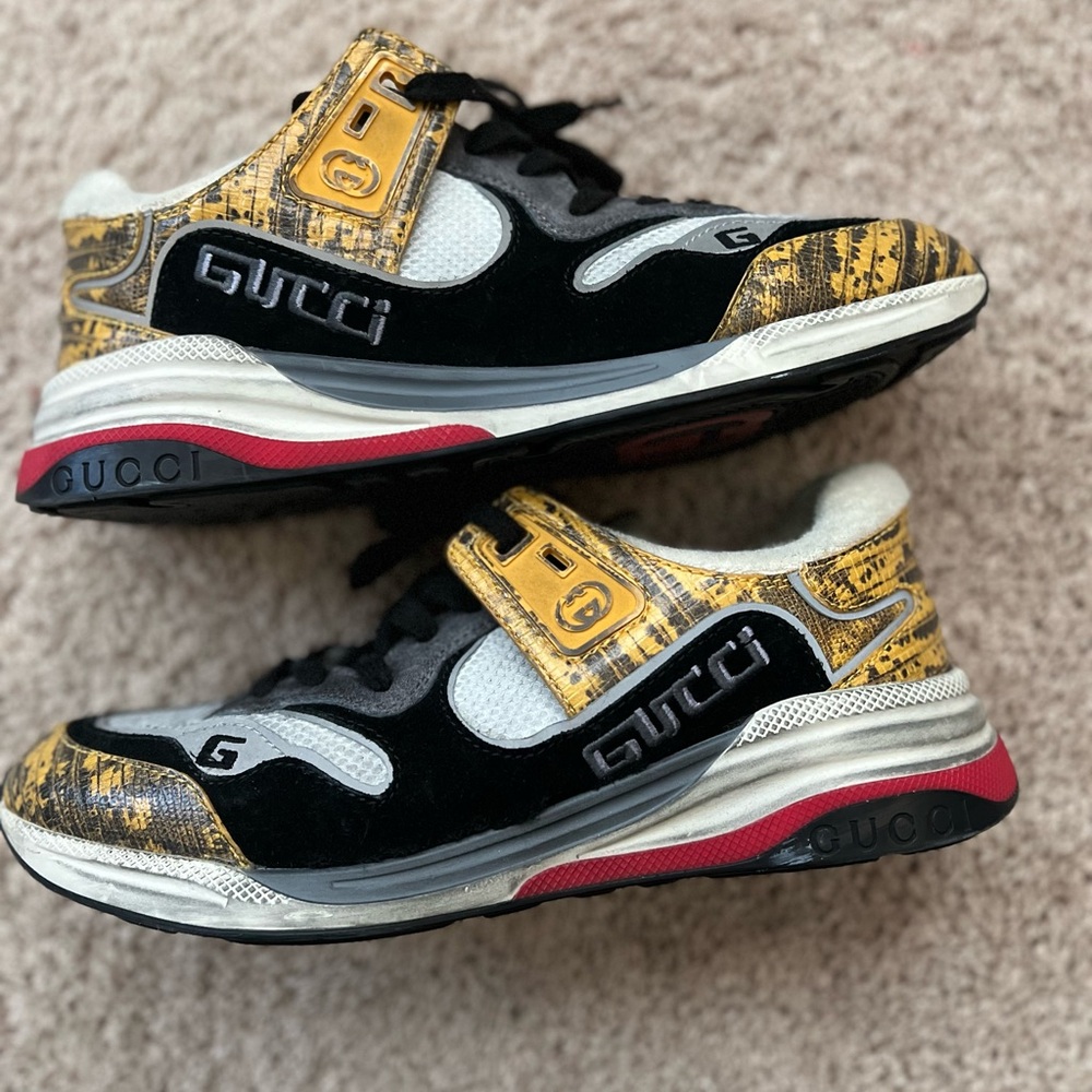 Gucci Black and Gold Athletic Shoes